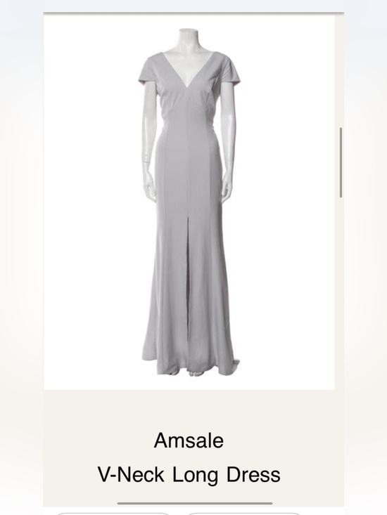 Amsale Dresses & Skirts - Amsale Gray V-Neck (front and back) Cap Sleeve Gown with High Slit - Size 12